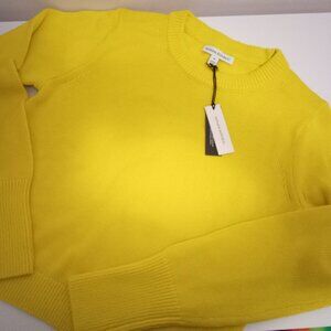 Banana Republic Cotton Silk Crew Neck Sweater Citrus Season Yellow NWT